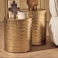 Orsina Gold Metallic Side Tables | Set of 2 Chevron Iron Stools