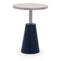 Orsina Templar Round White Marble Side Table with Black Conical Base
