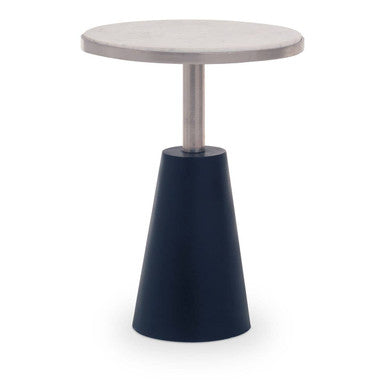 Orsina Templar Round White Marble Side Table with Black Conical Base