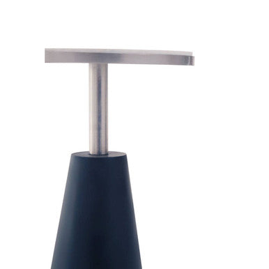 Orsina Templar Round White Marble Side Table with Black Conical Base