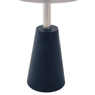 Orsina Templar Round White Marble Side Table with Black Conical Base