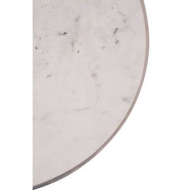 Orsina Templar Round White Marble Side Table with Black Conical Base