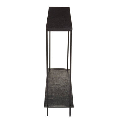 Orsina Templar Black Marble Console Table – Modern Iron Entryway Table