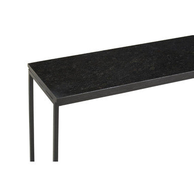 Orsina Templar Black Marble Console Table – Modern Iron Entryway Table
