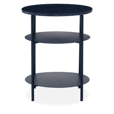 Orsina Templar 3-Tier Round Side Table | Black Marble & Iron Frame