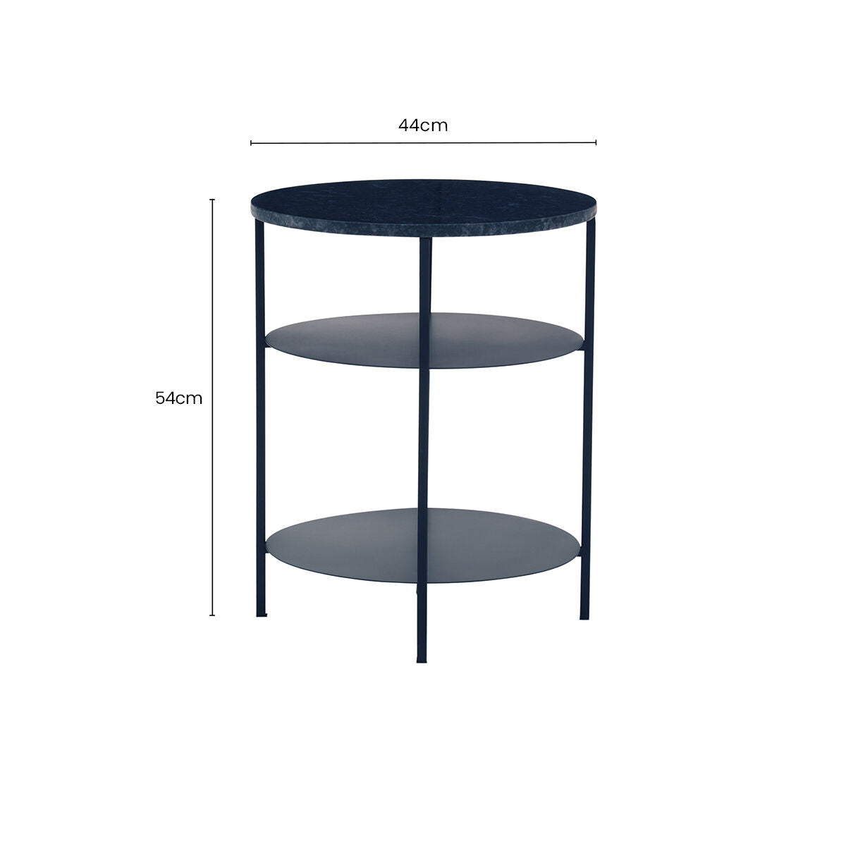 Orsina Templar 3-Tier Round Side Table | Black Marble & Iron Frame