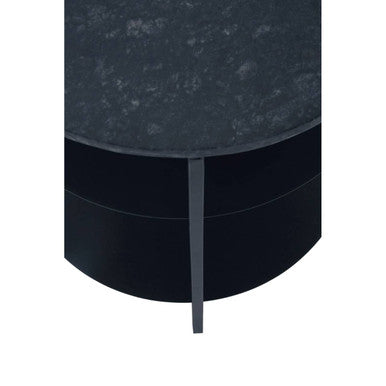 Orsina Templar 3-Tier Round Side Table | Black Marble & Iron Frame