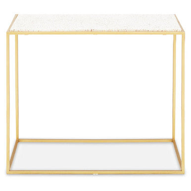 Orsina Templar Gold Console Table | White Marble Top Metal Frame