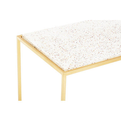 Orsina Templar Gold Console Table | White Marble Top Metal Frame