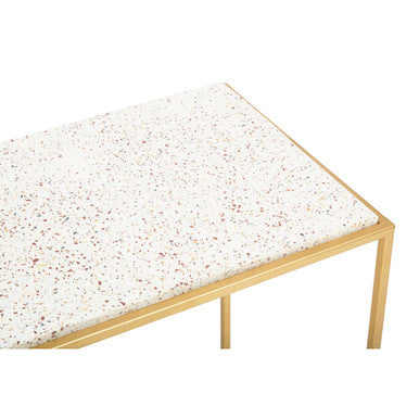 Orsina Templar Gold Console Table | White Marble Top Metal Frame