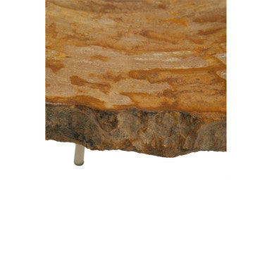 Orsina Relic Petrified Wood Side Table – Silver Metal Tripod Base
