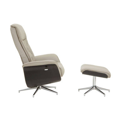 Orsina Warrington Recliner and Footstool – Mink Leather Effect Chair
