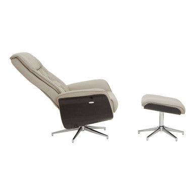 Orsina Warrington Recliner and Footstool – Mink Leather Effect Chair