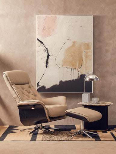 Orsina Warrington Recliner and Footstool – Mink Leather Effect Chair
