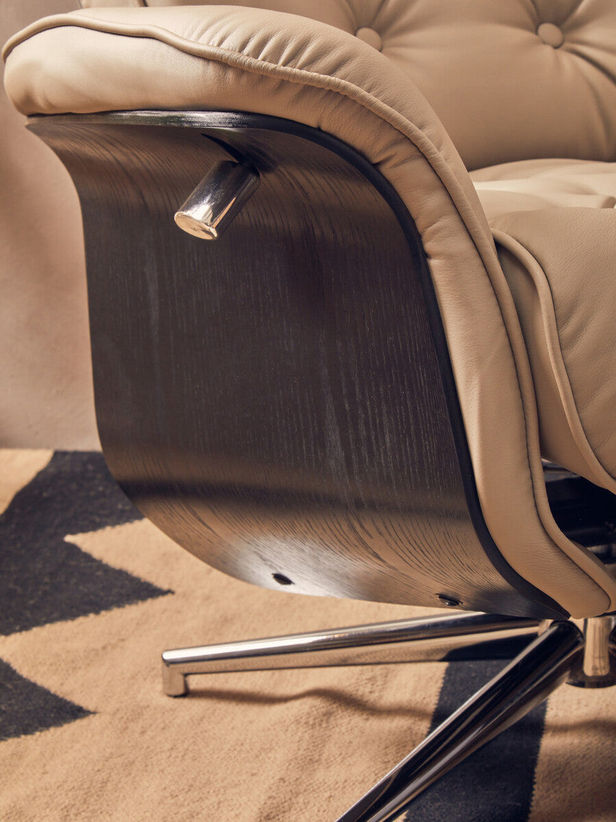 Orsina Warrington Recliner and Footstool – Mink Leather Effect Chair