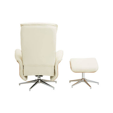 Orsina Warrington Ivory Leather Effect Recliner Chair with Footstool
