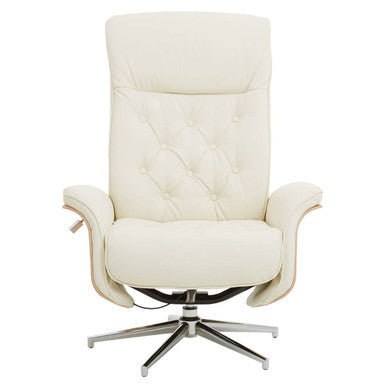 Orsina Warrington Ivory Leather Effect Recliner Chair with Footstool