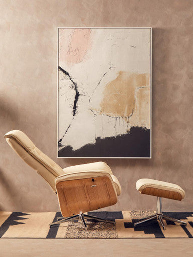Orsina Warrington Ivory Leather Effect Recliner Chair with Footstool