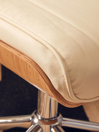 Orsina Warrington Ivory Leather Effect Recliner Chair with Footstool