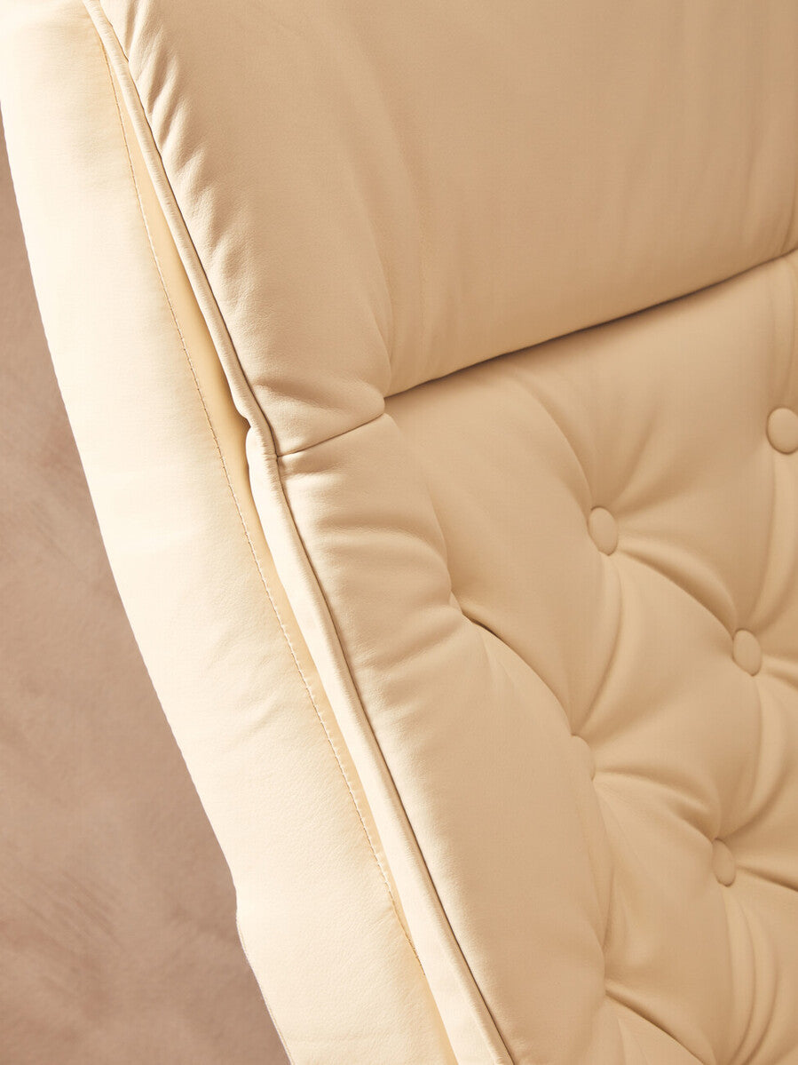 Orsina Warrington Ivory Leather Effect Recliner Chair with Footstool