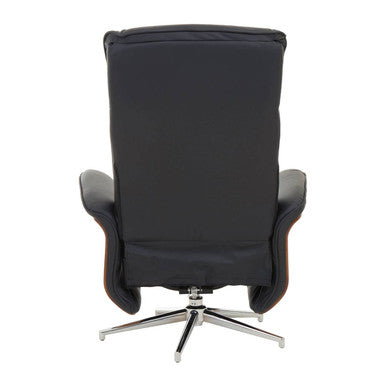 Orsina Warrington Black Leather Effect Recliner Chair with Footstool