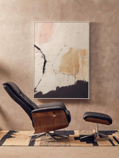 Orsina Warrington Black Leather Effect Recliner Chair with Footstool