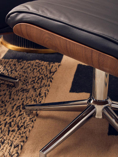 Orsina Warrington Black Leather Effect Recliner Chair with Footstool