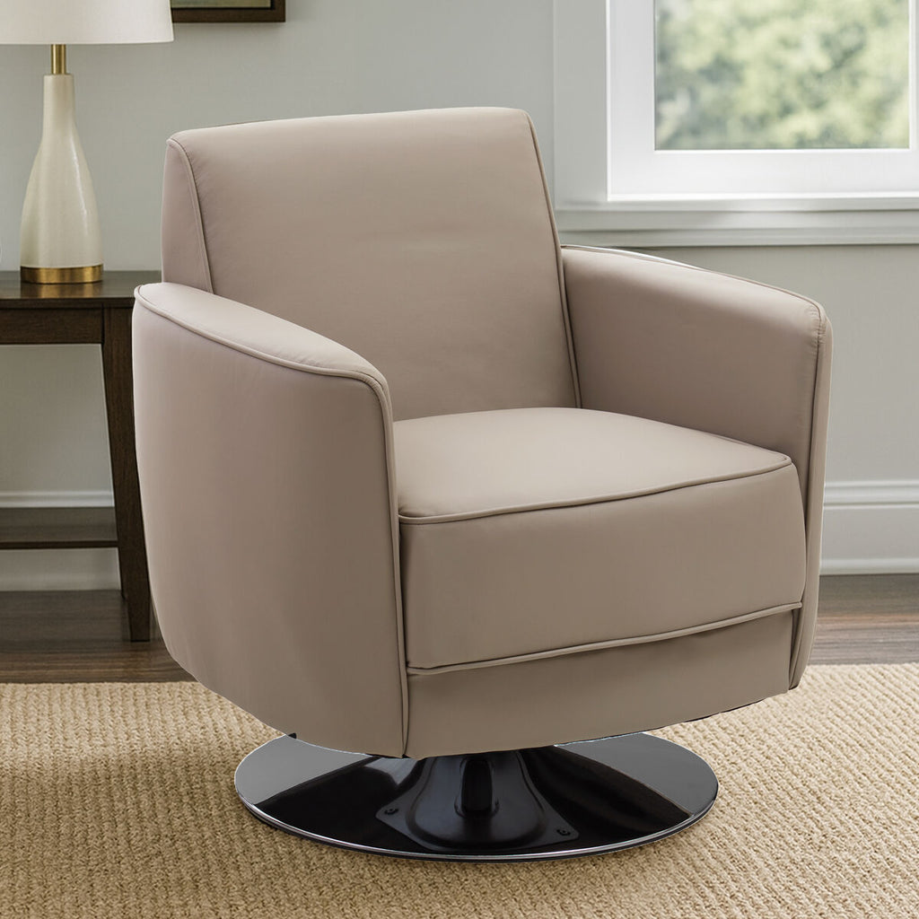 Orsina Wester Mink Leather Effect Swivel Chair – Modern Office Seating