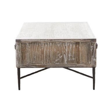 Orsina Milan Recycled Elm Wood Coffee Table with 2 Storage Drawers