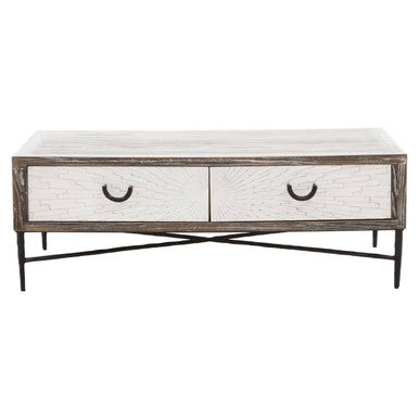 Orsina Milan Recycled Elm Wood Coffee Table with 2 Storage Drawers