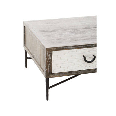 Orsina Milan Recycled Elm Wood Coffee Table with 2 Storage Drawers