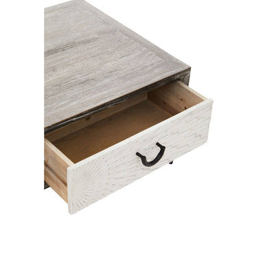 Orsina Milan Recycled Elm Wood Coffee Table with 2 Storage Drawers