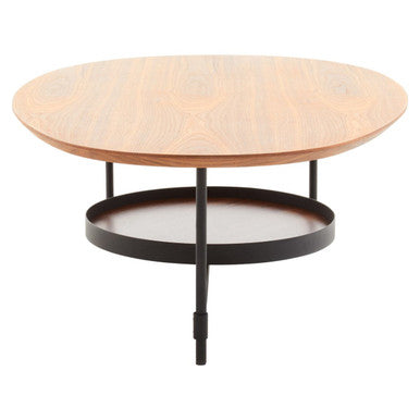 Orsina Doha Walnut Oblong Coffee Table – Two-Tier Black Metal Frame