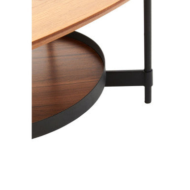 Orsina Doha Walnut Oblong Coffee Table – Two-Tier Black Metal Frame