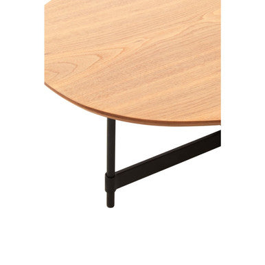 Orsina Doha Walnut Oblong Coffee Table – Two-Tier Black Metal Frame