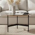 Orsina Doha Round Coffee Table – Grey Slate Top with Black Metal Base