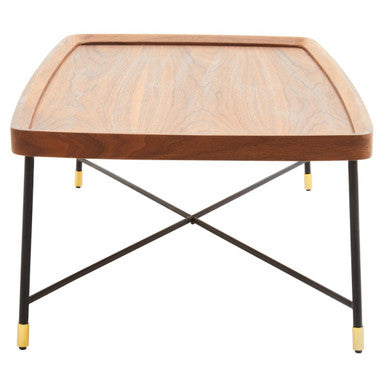 Orsina Doha Walnut Coffee Table – Rectangular Wood Top & Black Metal Legs