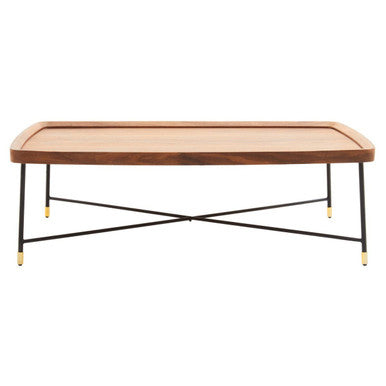 Orsina Doha Walnut Coffee Table – Rectangular Wood Top & Black Metal Legs