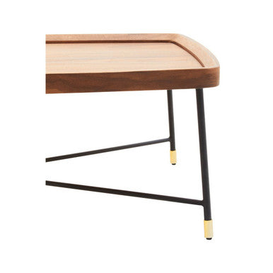 Orsina Doha Walnut Coffee Table – Rectangular Wood Top & Black Metal Legs
