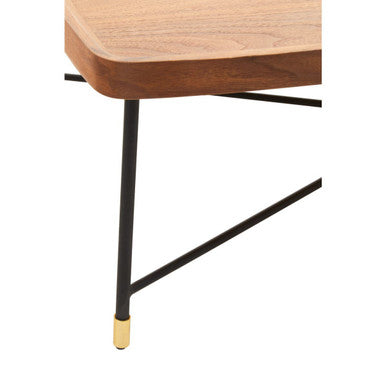Orsina Doha Walnut Coffee Table – Rectangular Wood Top & Black Metal Legs