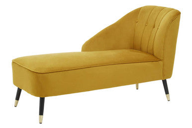 Orsina Yvette Mustard Velvet Right Hand Chaise Longue – Gold Legs