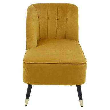Orsina Yvette Mustard Velvet Right Hand Chaise Longue – Gold Legs