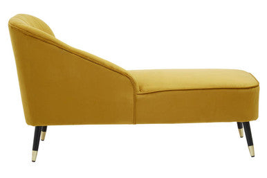 Orsina Yvette Mustard Velvet Right Hand Chaise Longue – Gold Legs