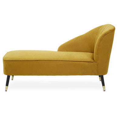 Orsina Yvette Mustard Velvet Right Hand Chaise Longue – Gold Legs