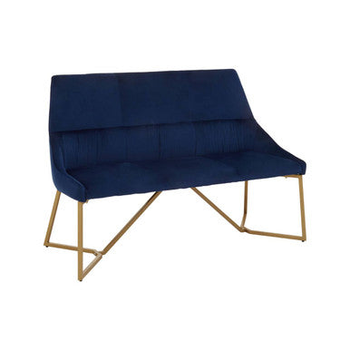 Orsina Vieste Midnight Blue Velvet Bench with Padded Backrest