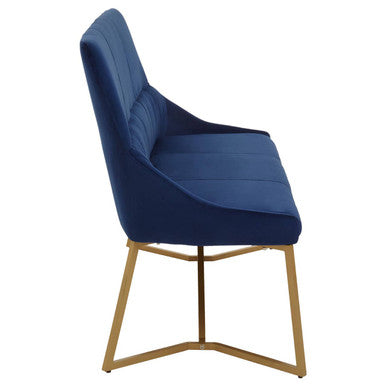 Orsina Vieste Midnight Blue Velvet Bench with Padded Backrest