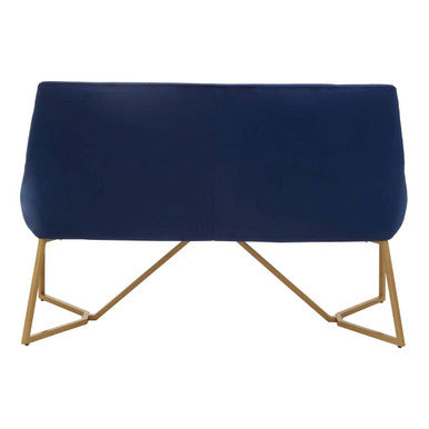 Orsina Vieste Midnight Blue Velvet Bench with Padded Backrest