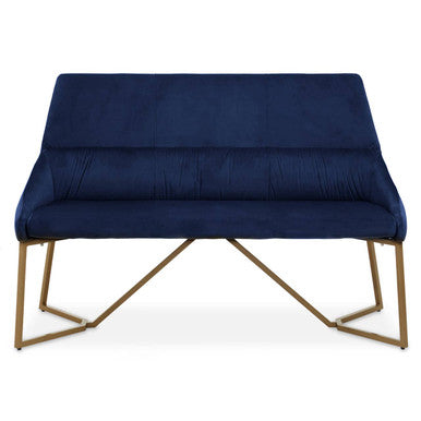 Orsina Vieste Midnight Blue Velvet Bench with Padded Backrest