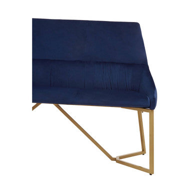 Orsina Vieste Midnight Blue Velvet Bench with Padded Backrest