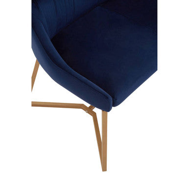Orsina Vieste Midnight Blue Velvet Bench with Padded Backrest